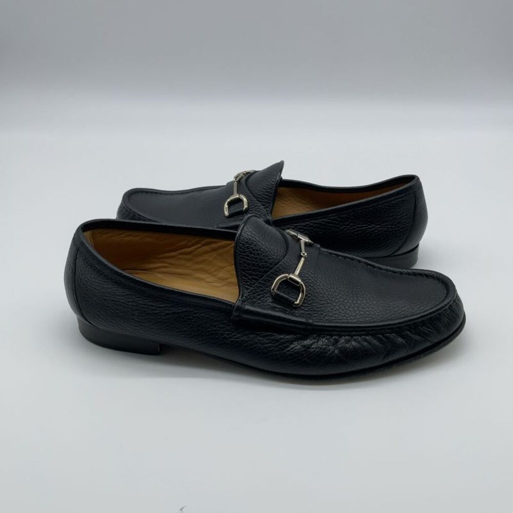 Gucci Gucci Men’s Horsebit Loafers - Black Pebbled Leather - Made in Italy - Picture 6 of 9